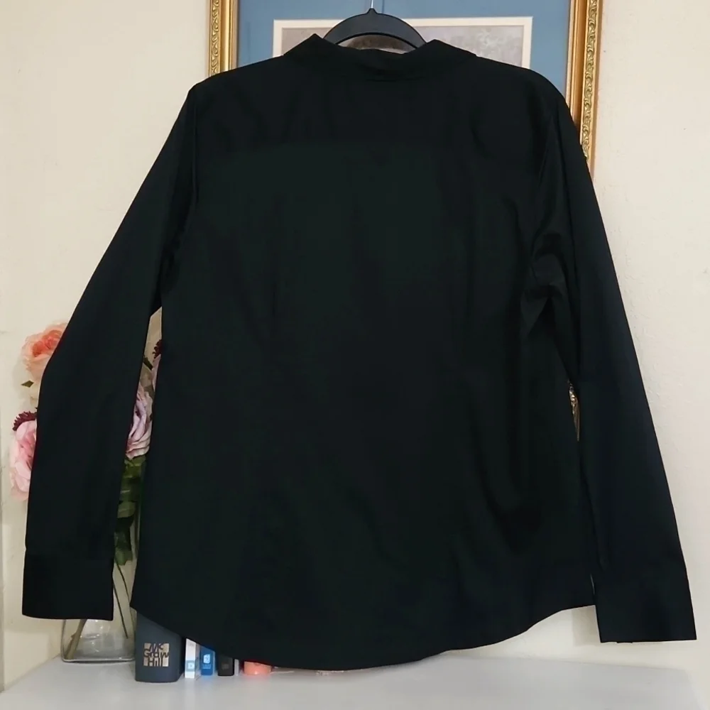 Soft Surroundings Black Button Down Classy Sophisticated Pitch Black Color - Picture 9 of 12